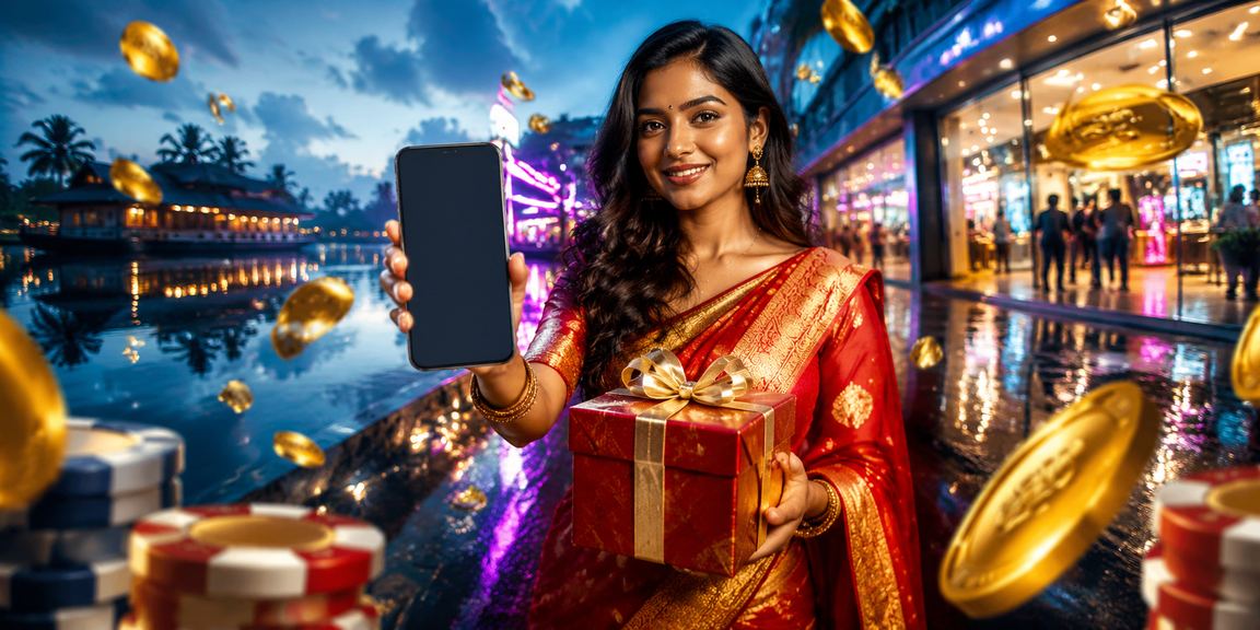 Indian woman enjoying casino games on mobile app in Kerala